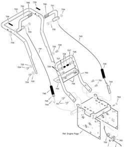 Handle Diagram and Parts List for 624604X43B 2004 Briggs and Stratton Snow Blower